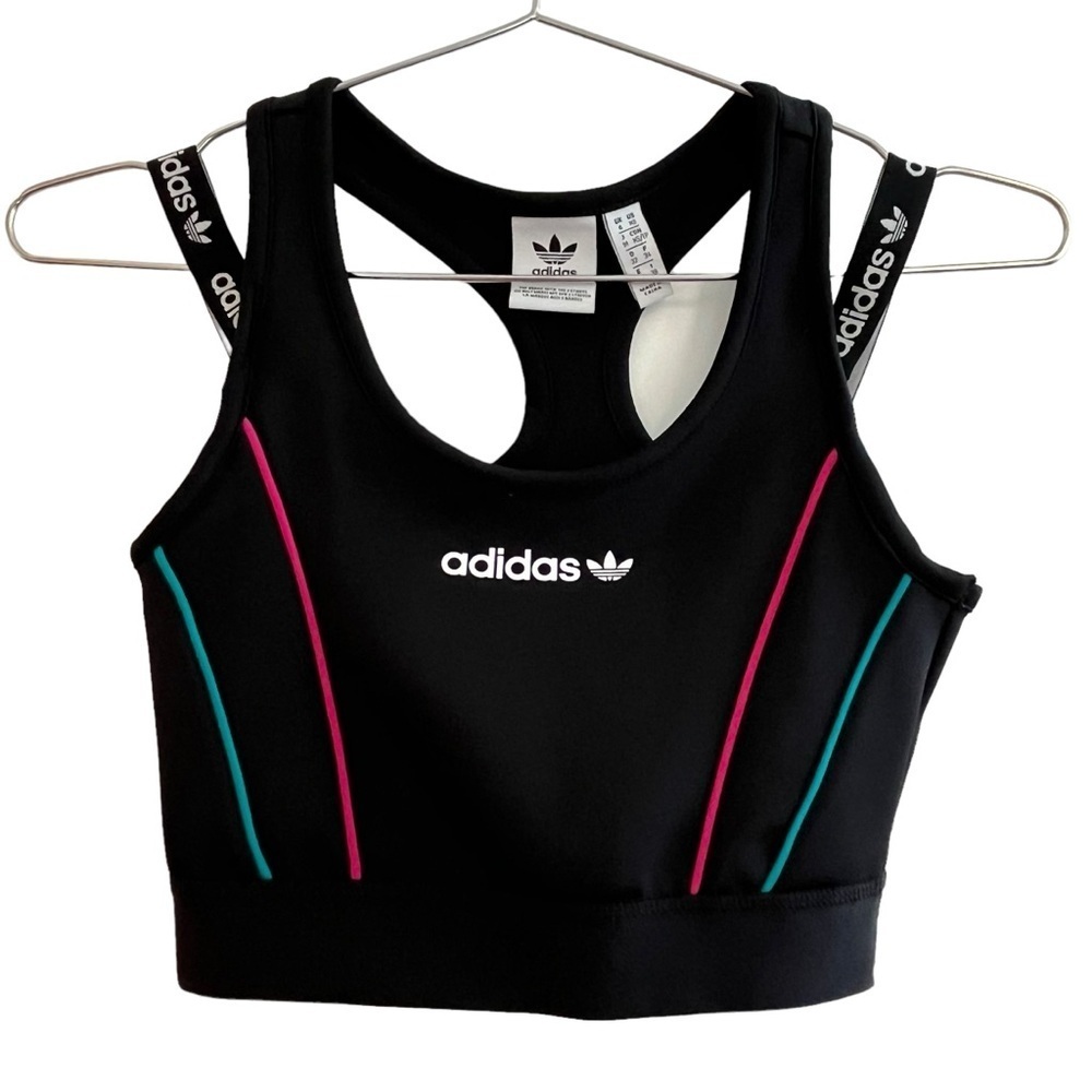 Adidas Originals Tech Trefoil Sports Bra Piped Racerback Black
